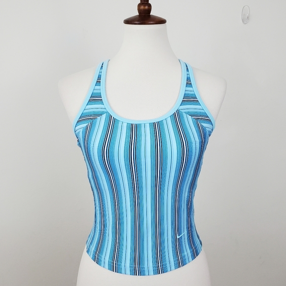 Nike Tops - Nike Dri Fit Striped Mesh Back Athletic Crop Tank
